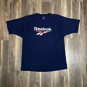 Retro Reebok Shoes Athletic Running T-Shirt OG Logo Men’s XXL Navy Blue